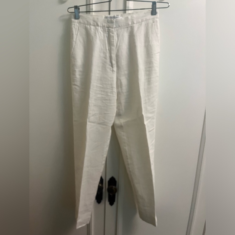 Maxmara white linen pants size 2